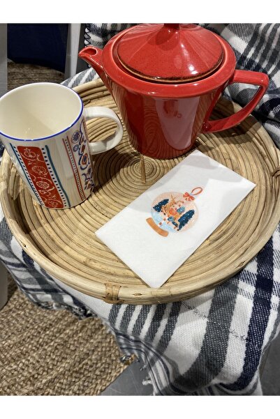 busrasdesign منديل عرض مطبوع عليه غزال سنو غلوب للعام الجديد 16 قطعة