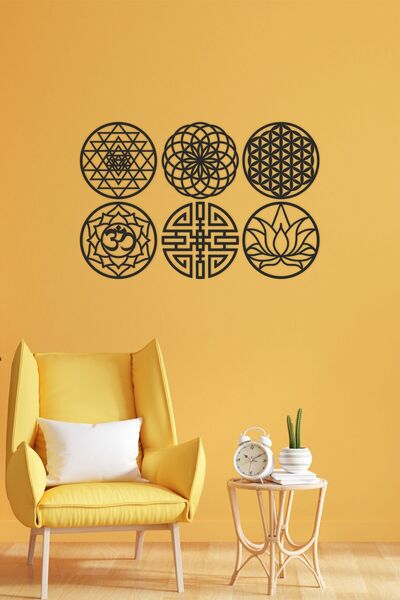 UNT Set de 6 geometrie sacre pentru decorarea peretelui, pictură 24 cm