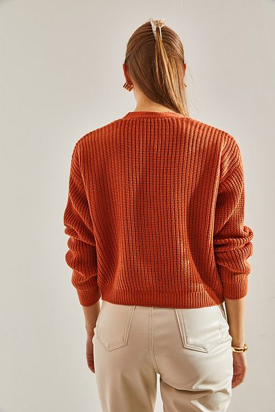 Bianco Lucci Women's Three-Button Corded Knitwear Cardigan