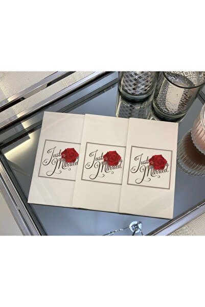 busrasdesign منديل العرض المتزوج مع الورود الحمراء 16 قطعة