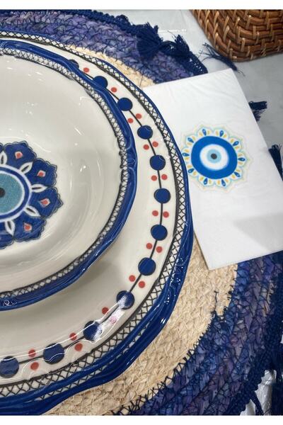 busrasdesign Kr1 Evil Eye Series 16 Pieces Presentation Napkin