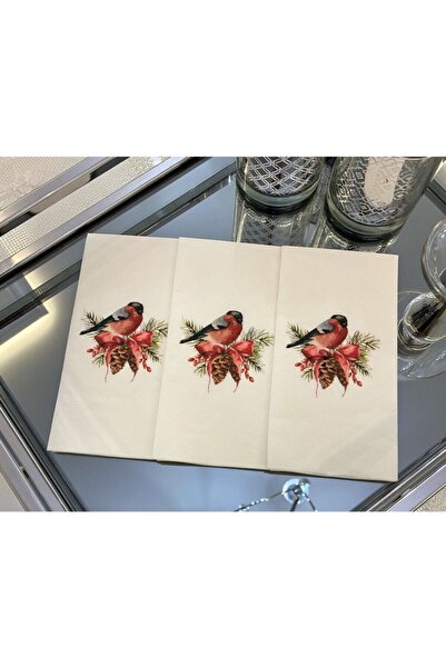 busrasdesign منديل عرض مطبوع عليه طائر مخروطي 16 قطعة