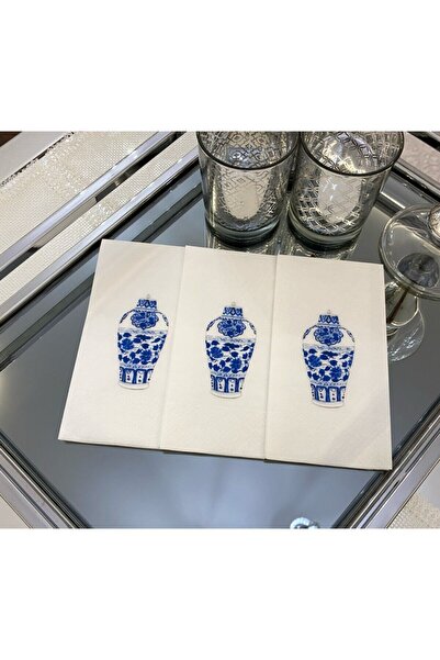 busrasdesign مزهرية بلو بلانك منديل العرض 16 قطعة