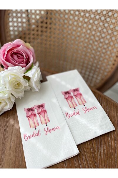 busrasdesign Bridal Shower Baskılı Sunum Peçetesi 16'lı