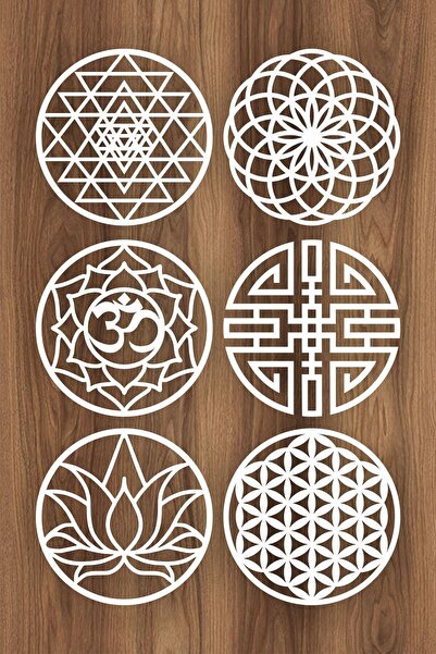 UNT Set de 6 geometrie Sacret pentru decorarea peretelui, pictură 24 cm