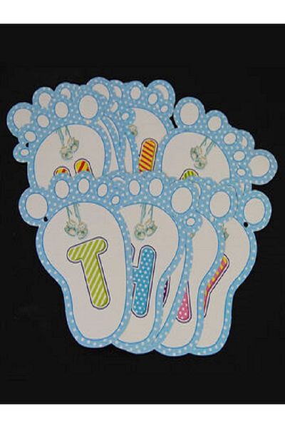 Kazanabil HAPPY BIRHDAY WRITTEN BABY FOOTPRINT FLAM FLAG BLUE