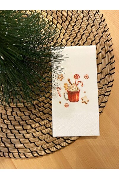 busrasdesign منديل عرض مطبوع عليه كأس السنة الجديدة 16 قطعة