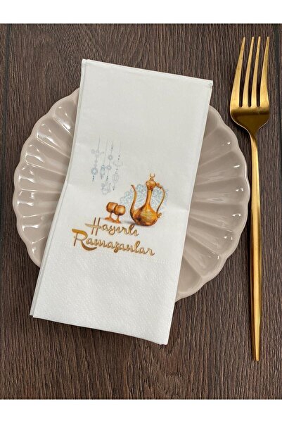 busrasdesign طقم منديل مطبوع عليه وعاء شربات الرمضاني الفاخر مكون من 16 قطعة