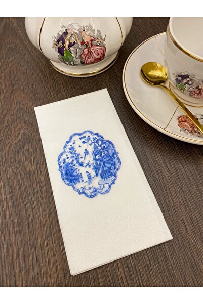 busrasdesign مناديل عرض بلاط بلو بلانك 16 قطعة