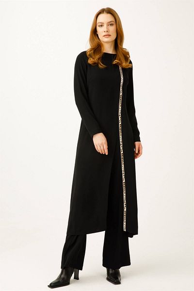 Esswaap Stripe Leopard Accessory Trousers Suit Black