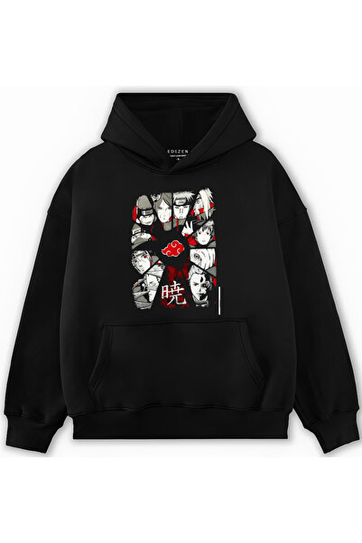 Edizen سويت شيرت ناروتو أكاتسوكي 2024 بغطاء للرأس مصنوع من القطن بنسبة 100%