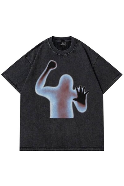 Adrift Unisex majica kratkih rukava u boji antracita sa efektom pranja