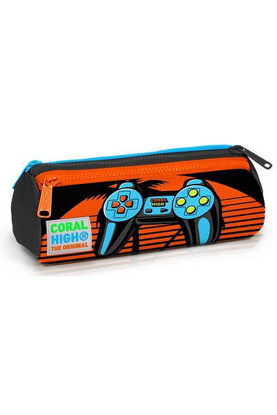Coral High Μαύρο Πορτοκαλί Gamers Τσάντα στυλό τριών διαμερισμάτων - Αγόρι