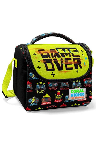 Coral High Black Yellow Game Over Lunchbox pentru băieți - izolat termic