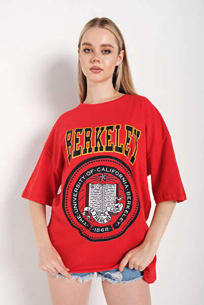 Tarzsokak Ženska Oversize kroj Berkeley Štampano Crvena T-shirt
