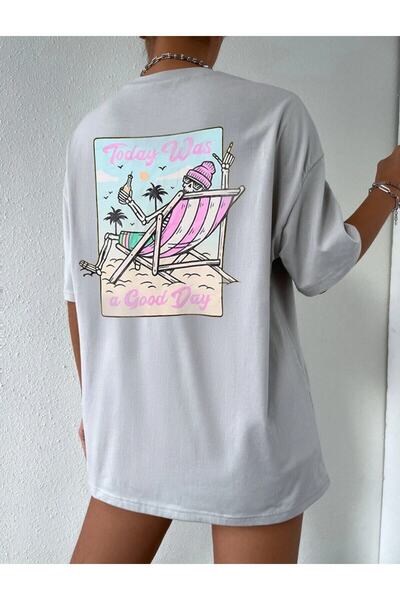 Adrift Ženska majica sa šarenim sivim motivima "Today" u većem formatu