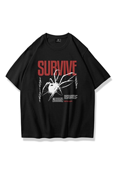 Adrift Unisex majica Survive crna