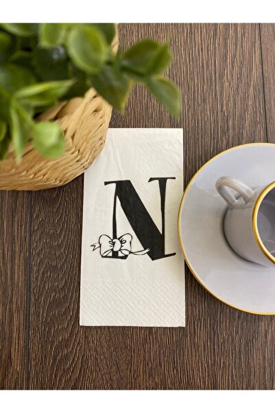 busrasdesign منديل عرض حرف N 16 قطعة