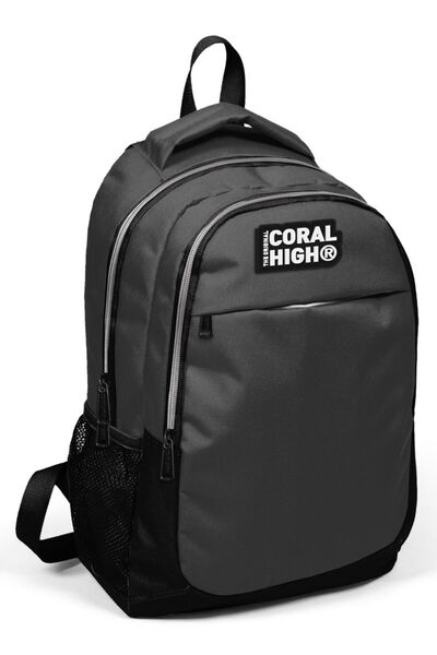 Coral High Rucsac pentru băiat, gri negru, școală primară, liceu