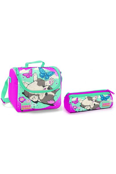 Coral High Set cutie de prânz și suport pentru stilou pentru fetiță - Thermo