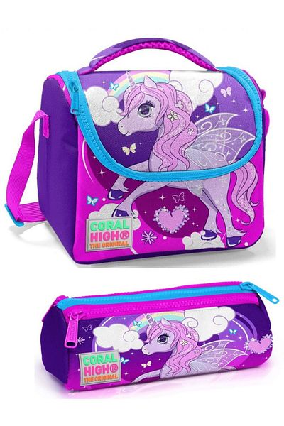 Coral High Girl's Purple Unicorn Lunch Box Set