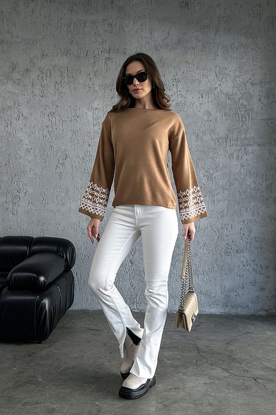 Nosia Pulover tricotat cu mânecă lungă cu design cu mâneci