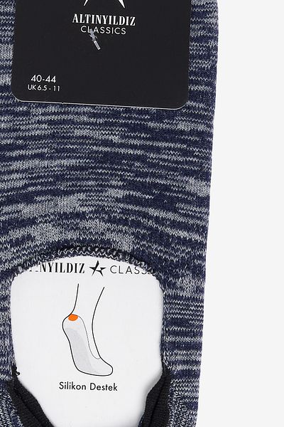 ALTINYILDIZ CLASSICS Men's Grey-Navy Blue Silicone Supported Patterned Single Ballerina Socks