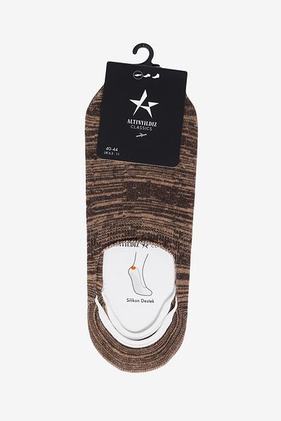 ALTINYILDIZ CLASSICS Men's Beige-Coffee Silicone Supported Patterned Single Ballerina Socks