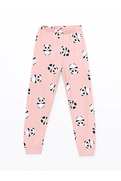 LC Waikiki LCW Kids Bisiklet Yaka Baskılı Uzun Kollu Kız Çocuk Pijama Takımı