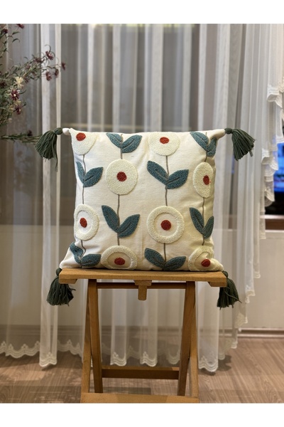 Ottoson TEKLİ PUNCH İŞLEMELİ NAKIŞLI DEKORATİF KIRLENT KILIFI