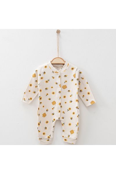 nc gift Cotton Ribbed Front Snaps Baby Jumpsuit Without Booties with Cuffs