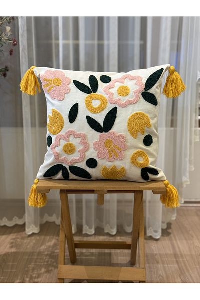 BUGİ HOME COLLECTİON SINGLE PUNCH EMBROIDERED EMBROIDERED DECORATIVE KIRLENT CASE