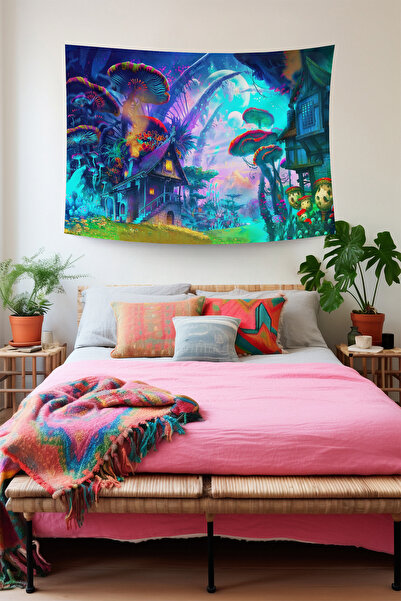 Wallcovering tapestry digital print "Psychedelic Tapestry" - easy hanger application
