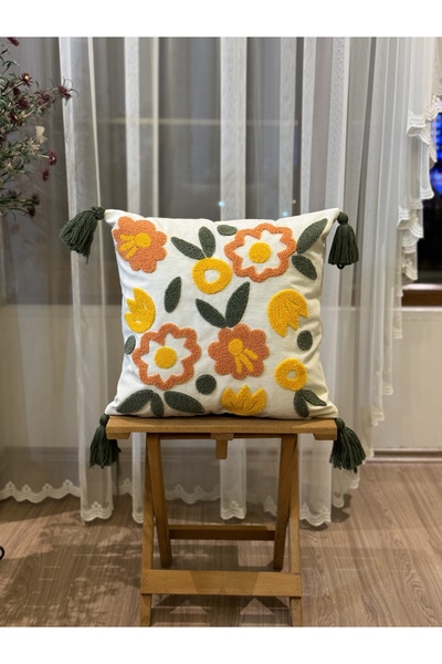 Ottoson TEKLİ PUNCH İŞLEMELİ NAKIŞLI DEKORATİF KIRLENT KILIFI