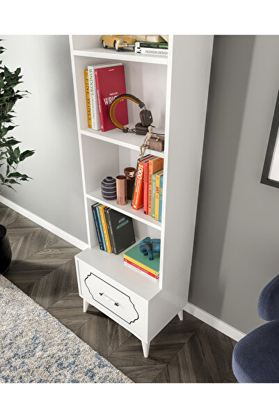 KZNMOB HOME Hayal Modern Çekmeceli MDF Kitaplık Beyaz - Tamamı 1. Kalite Mdf