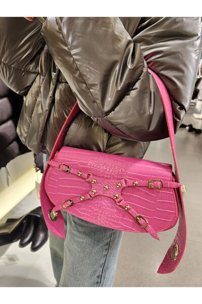 MERCAN ÇANTA Mercan Stores Kadın Krokodil Dokulu Ayarlanabilir Kilit Askılı O...