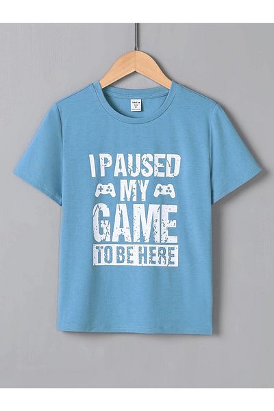 FANBOX SHOP Boy - Baby Blue, My Game Printed, Oversize Crew Neck T-Shirt