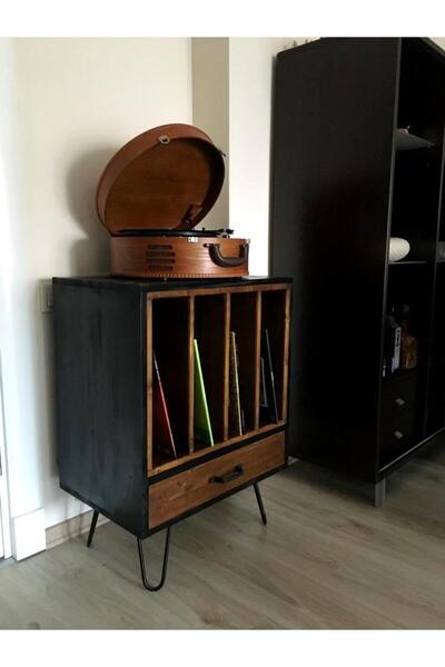 ratolye Masif Ahşap Plak ve Pikap Dolabı - Rpt22