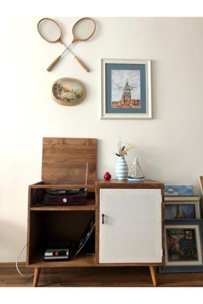 ratolye Masif Ahşap Plak ve Pikap Dolabı