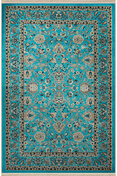 Rugs Modern Halı Turkuaz Temalı Motifli Etnik Çiçek Desenli Kreatif Vintage D...