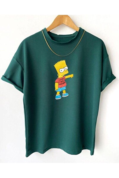 Adrift Muška zelena majica Bart Simpson Štampano Oversize kroj okrugla kragna