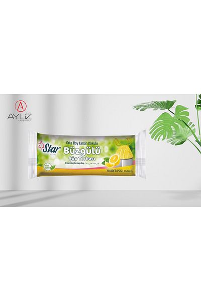 Ayliz Plast & Ambalaj Ayliz Plast&Packaging Drawstring Lemon Scented Garbage Bag Medium Size Home Office 55x60 Cm 1 Piece