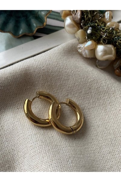 PANCO SHOP ACCESSORIES JEWELRY Altın Kaplama Küpe Halka %100 paslanmaz Çelik Kadınlar için modern gold küpe