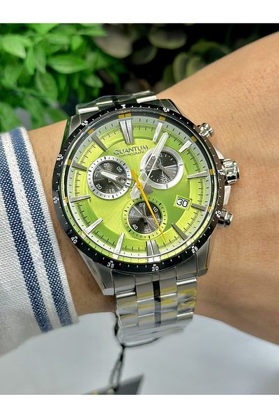 Quantum Brand Multifunction Steel Case 10ATM Waterproof Stylish Men's Wristwatch with Steel Band