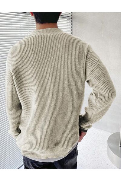 Butik Karaca ανδρικό oversize πλεκτό πουλόβερ tiriko πουλόβερ με γιακά ψαρά