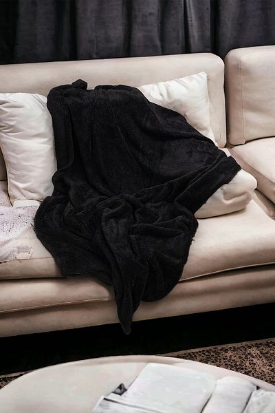 Skhome Wellsoft Single TV Blanket (btnytv-05-Black)