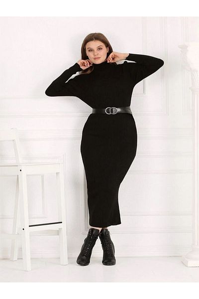 buğlem collection Turtleneck Maxi Length (135cm) Lyc Camisole Pencil Dress Suitable for Hijab No Belt