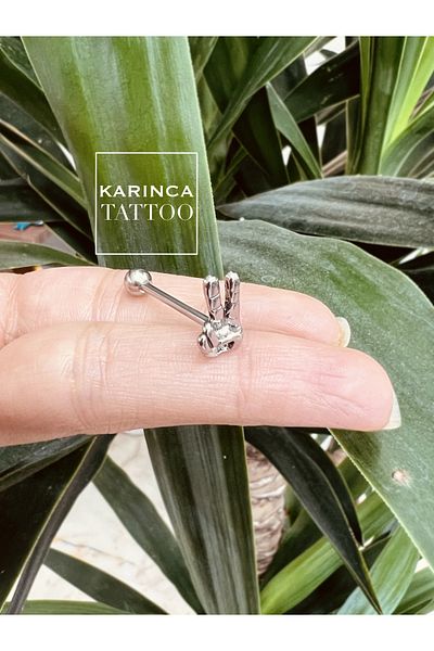 Karınca Piercing Victory Peace Sign Tongue Piercing Surgical Steel Piercing (Ant Tattoo)