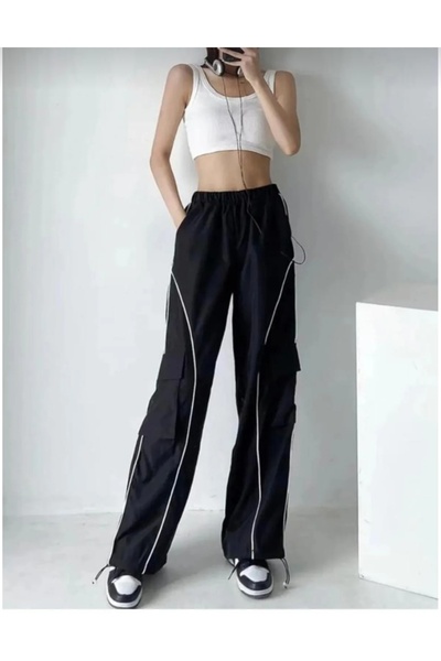 DEEFWEAR Unisex μαύρη φούτερ Cargo Pocket με φαρδύ πόδι