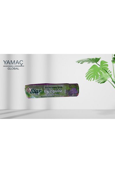 YAMAÇ GLOBAL كيس قمامة معطر برباط مقاس متوسط 55x60 - لفة واحدة، إجمالي 10 قطع
